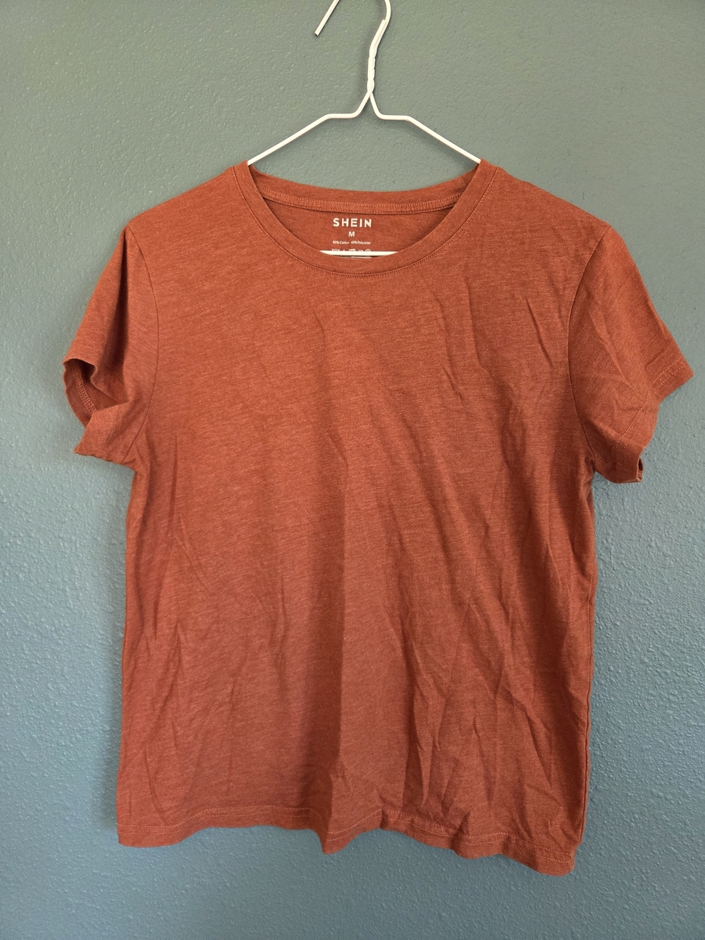 SHEIN Women's Rust Short Sleeve Crew Neck Tee
